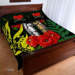 ANZAC Day Quilt Bed Set Maori Patterns Green Color