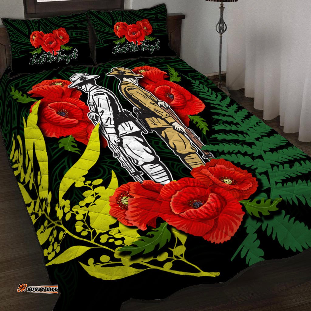 ANZAC Day Quilt Bed Set Maori Patterns Green Color