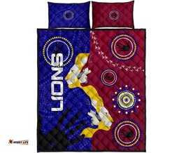 NAIDOC Brisbane Lions Quilt Bed Set Indigenous Style