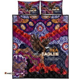 sea eagles rugby anzac aboriginal quilt bed set manly warringah sea eagles with anzac day poppy flower quilt bed set