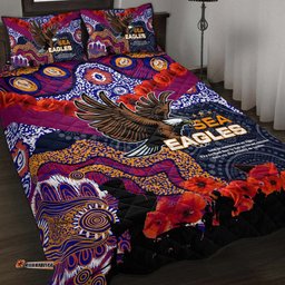 sea eagles rugby anzac aboriginal quilt bed set manly warringah sea eagles with anzac day poppy flower quilt bed set
