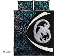 Aotearoa Maori Dolphin Quilt, Koru Aihe Paua Shell Quilt Bedding Sets