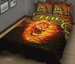 Sun In Leo Zodiac Quilt Bed Set Polynesian Tattoo Unique Vibes