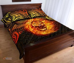 Sun In Leo Zodiac Quilt Bed Set Polynesian Tattoo Unique Vibes