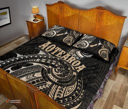 Maori Tattoo With Map New Zealand Quilt Bed Set
