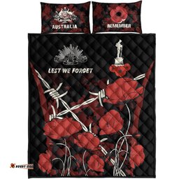 ANZAC Quilt Bed Set ANZAC with Remembrance Poppy Flower Ver2