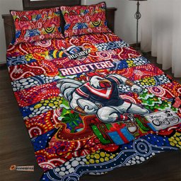 Roosters Rugby Merry Christmas Quilt Bed Set Indigenous Australian Art