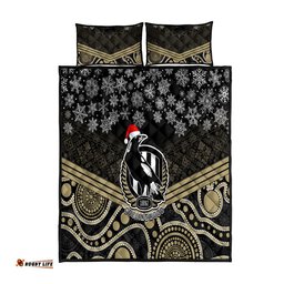 Collingwood Football Christmas Quilt Bed Set Merry Xmas Mix Aboriginal Art