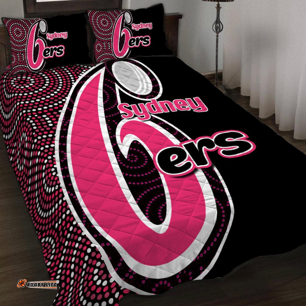 Sydney Sixers Quilt Bedding Set Cricket Aboriginal Dot Patterns