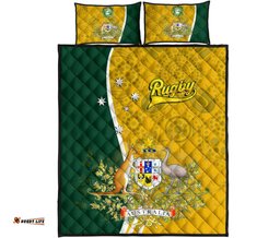 Quilt Bed Set Australia Coat Of Arm In Rugby Style