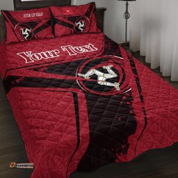 Custom Text Isle Of Man Rugby Personalised Quilt Bed Set Isle Of Man Rugby