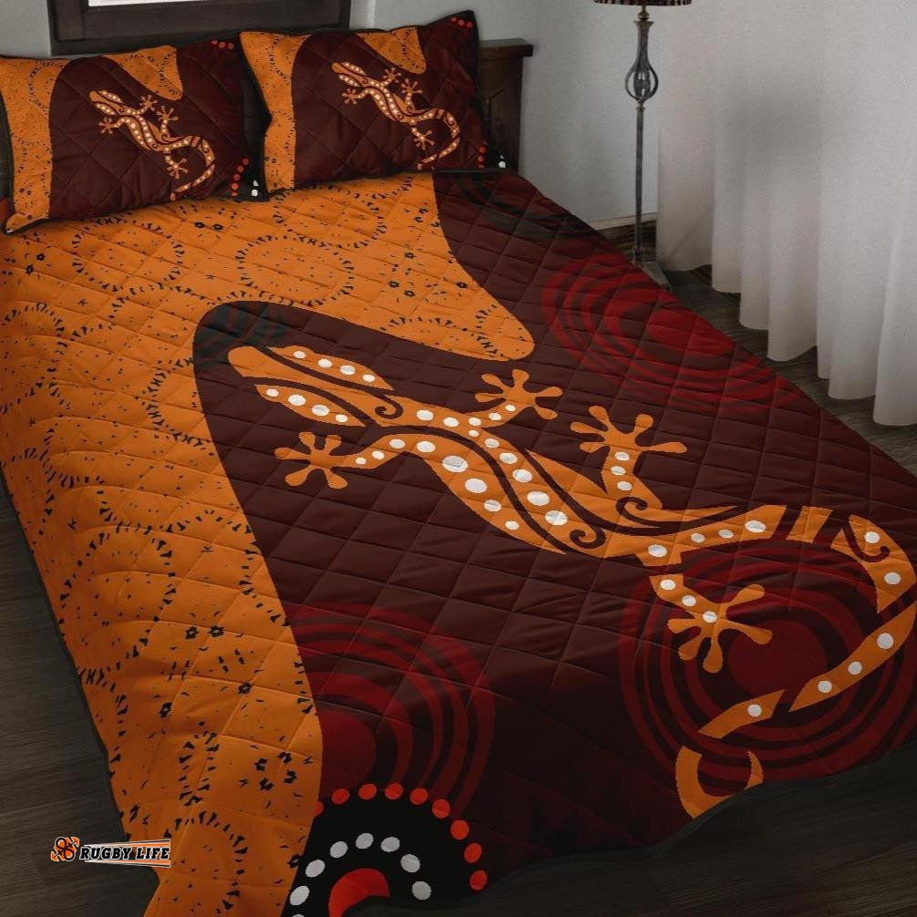 Aboriginal Quilt Bed Set Lizard in Aboriginal Dreaming