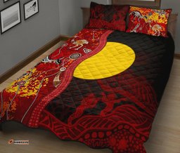 Aboriginal Quilt Bed Set Red Indigenous Flag