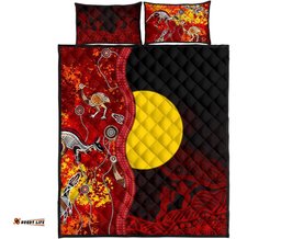 Aboriginal Quilt Bed Set Red Indigenous Flag