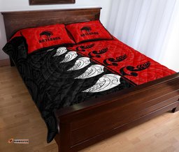 Quilt Bed Set New Zealand Aotearoa Silver Fern Koru Style Red