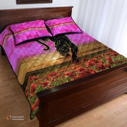 Custom Personalised Penrith Panthers ANZAC Quilt Bed Set Poppy Flowers Vibes Pink