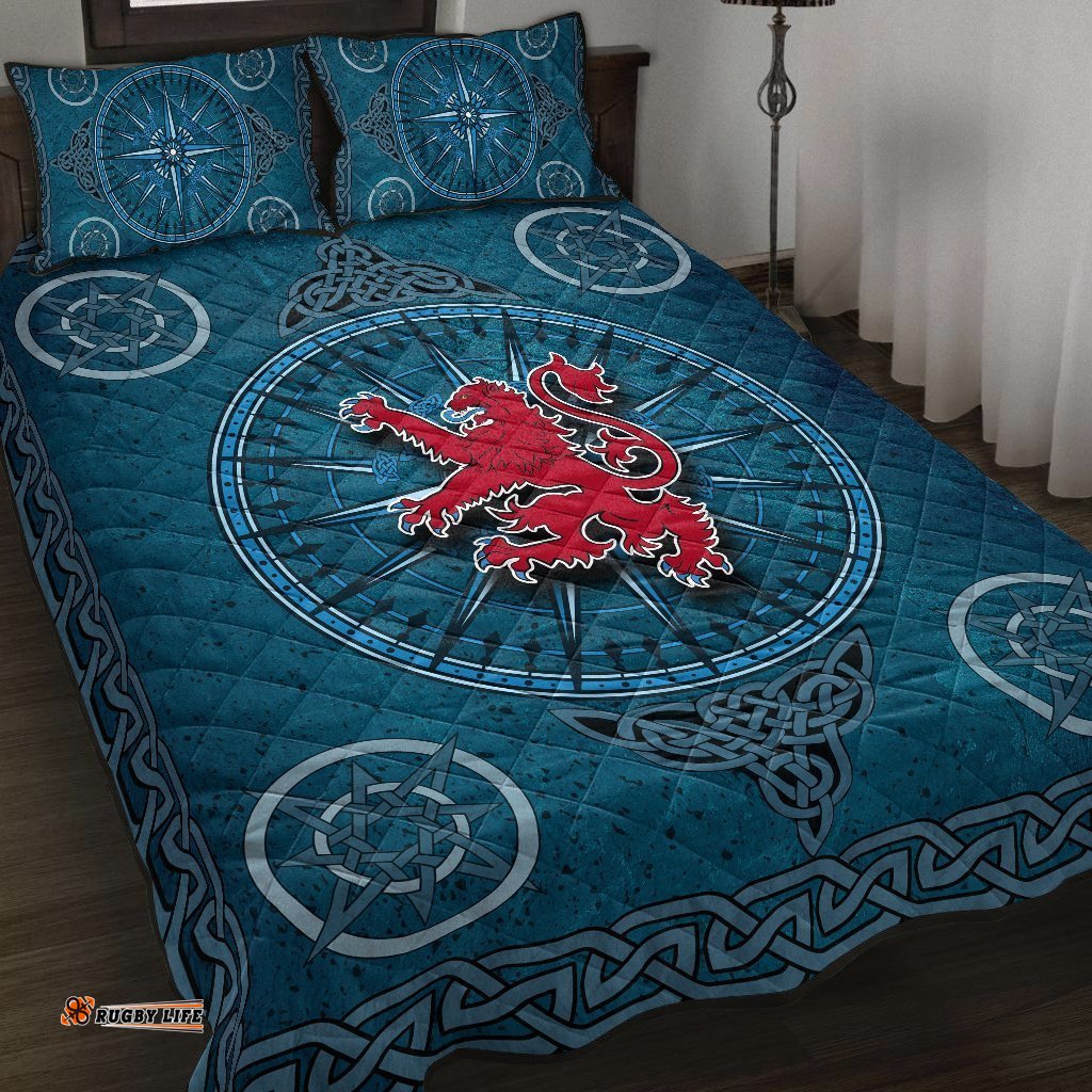 Scotland Celtic Quilt Bed Set Celtic Compass With Scottish Lion