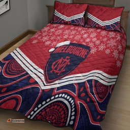 Custom Melbourne Football Christmas Quilt Bed Set Merry Xmas Mix Aboriginal Art