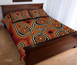 Aboriginal Quilt Bed Set, Indigenous Circle Dot Painting Ver01