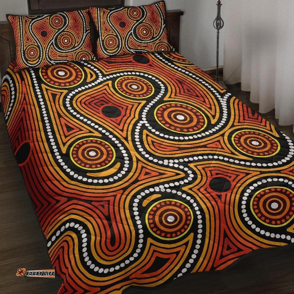 Aboriginal Quilt Bed Set, Indigenous Circle Dot Painting Ver01