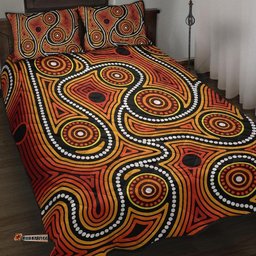 Aboriginal Quilt Bed Set, Indigenous Circle Dot Painting Ver01