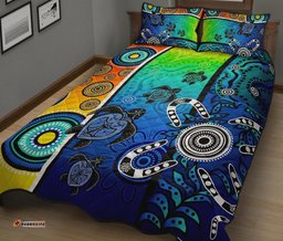 Aboriginal Quilt Bed Set Indigenous Turtle Dot Painting Art