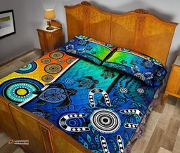 Aboriginal Quilt Bed Set Indigenous Turtle Dot Painting Art