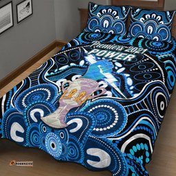 Port Adelaide Power Indigenous Quilt Bed Set Football Premiers Trophy