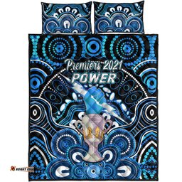 Port Adelaide Power Indigenous Quilt Bed Set Football Premiers Trophy