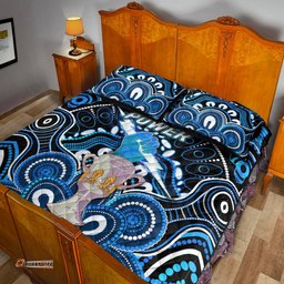 Port Adelaide Power Indigenous Quilt Bed Set Football Premiers Trophy