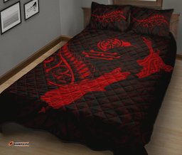New Zealand Heart Quilt Bed Set Map Kiwi Mix Silver Fern Red