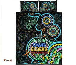 NAIDOC Week Quilt Bed Set Indigenous Tribal Ver.02 Aqua