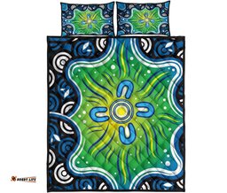 aboriginal quilt bed set indegenous dot painting art 06