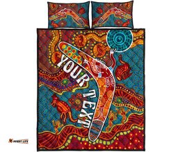 aboriginal personalised quilt bed set indigenous boomerang