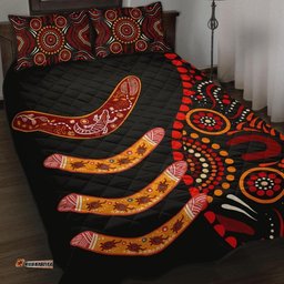Aboriginal Quilt Bed Set Aboriginal Boomerangs With Dot Painting Pattern