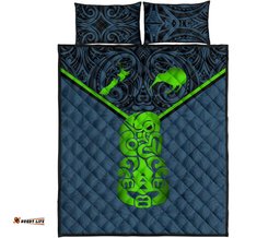 New Zealand Maori Rugby Quilt Bed Set Pride Version Navy