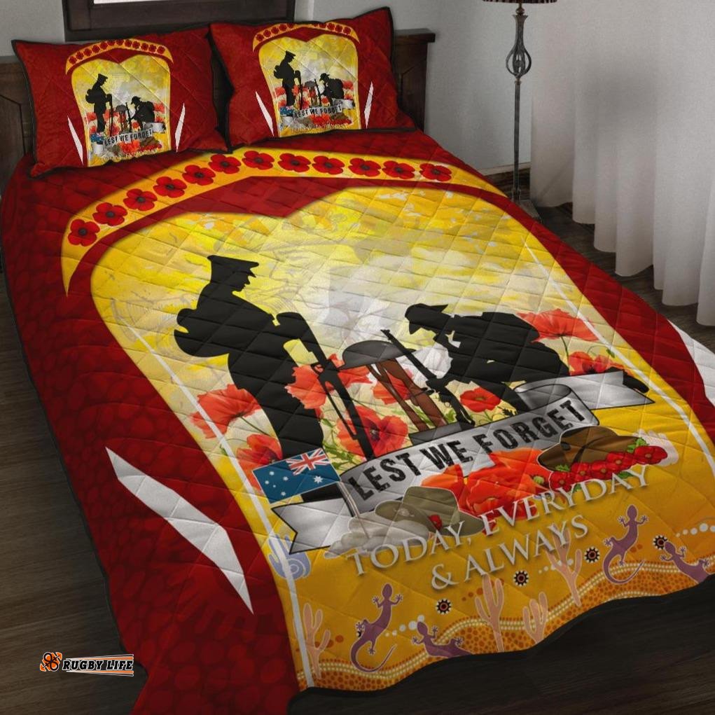 ANZAC Quilt Bed Set Lest We Forget Aboriginal Version