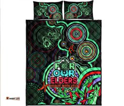 NAIDOC Week Quilt Bed Set Indigenous Tribal Ver.02 Green