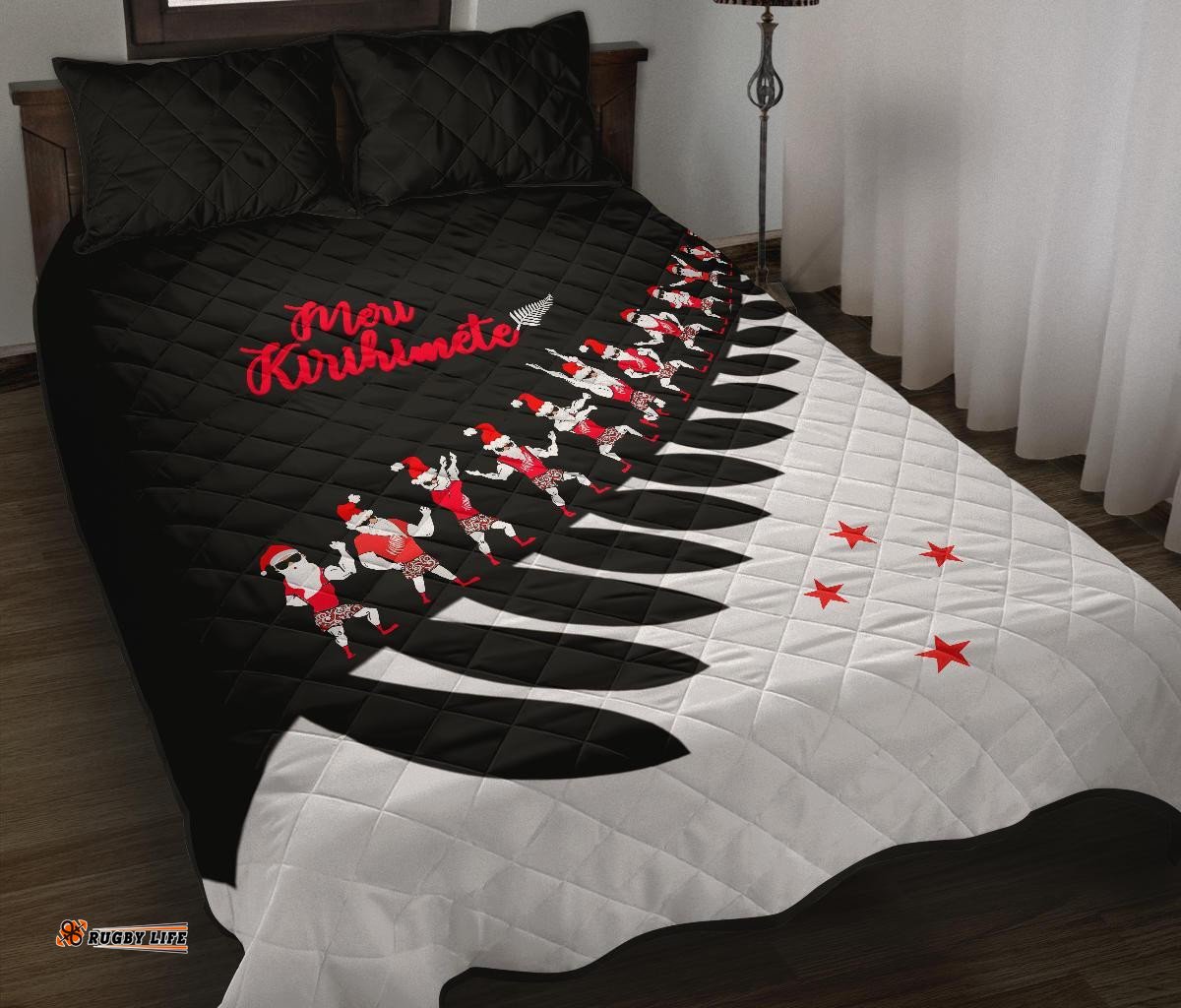 Quilt Bed Set New Zealand Haka Christmas Black