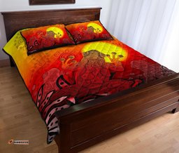 Aboriginal Quilt Bed Set Indigenous Frog Red