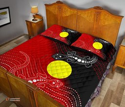 Aboriginal Quilt Bed Set Two Indigenous Lizard