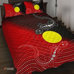 Aboriginal Quilt Bed Set Two Indigenous Lizard
