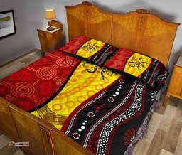 Aboriginal Quilt Bed Sets Dreamtime Koori Dance and Dot Acrylic Paint
