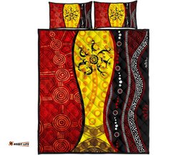 Aboriginal Quilt Bed Sets Dreamtime Koori Dance and Dot Acrylic Paint