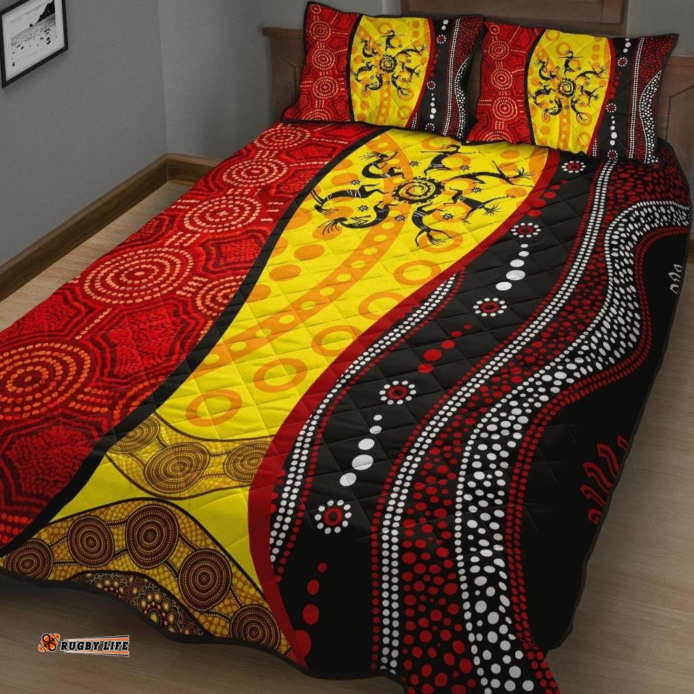 Aboriginal Quilt Bed Sets Dreamtime Koori Dance and Dot Acrylic Paint