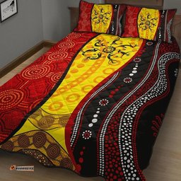 Aboriginal Quilt Bed Sets Dreamtime Koori Dance and Dot Acrylic Paint