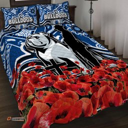 canterbury bankstown bulldogs quilt bed set anzac day poppy flowers with aboriginal