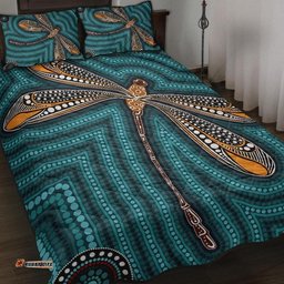 aboriginal quilt bed set  indigenous dragonfly