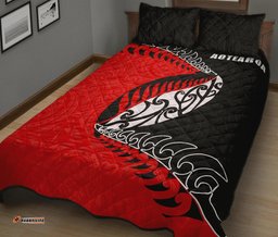 Aotearoa Rugby Fern Quilt Bed Set Red