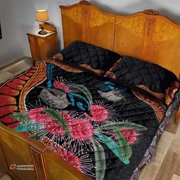 Hakea Flower And Fairy Wren Australia Quilt Bed Set Aboriginal Art